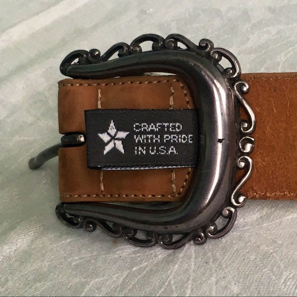 90s Vintage Brighton Western Silver Leather Belt - Picture 11 of 12